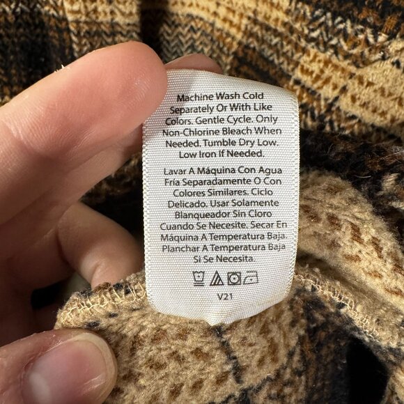 Time And Tru Womens Beige Plaid Button-Up Long Sleeve Shirt Jacket SZ XXLarge - Picture 7 of 8